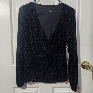 Black Velvet Burnout Tie Front Top
